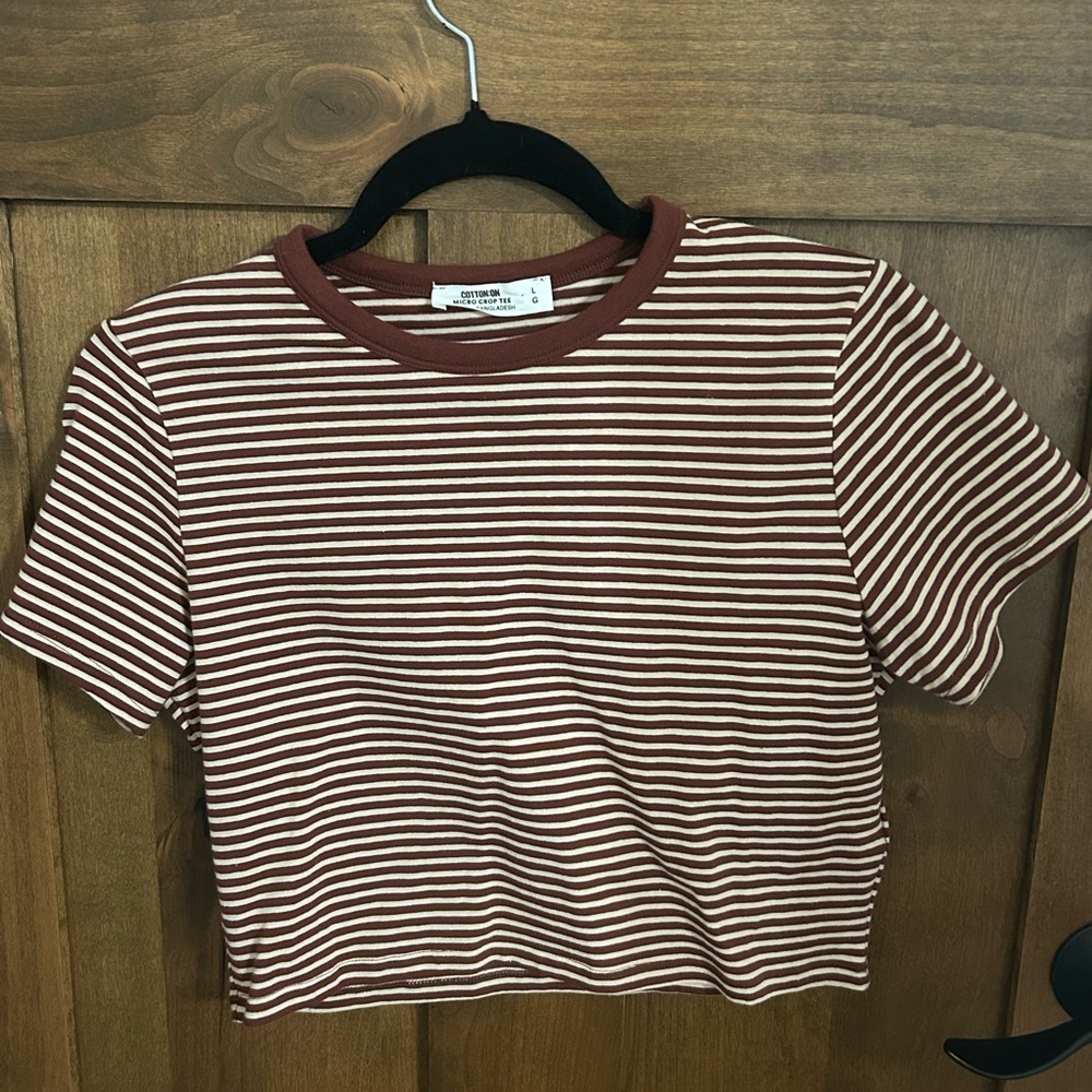 Striped Brown and White Women's Top